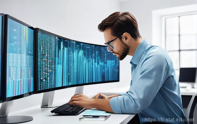 통계분석가를 위한 데이터 수집 팁 - **"A detailed, professional illustration depicting a data analyst, thoughtfully examining a glowing,...