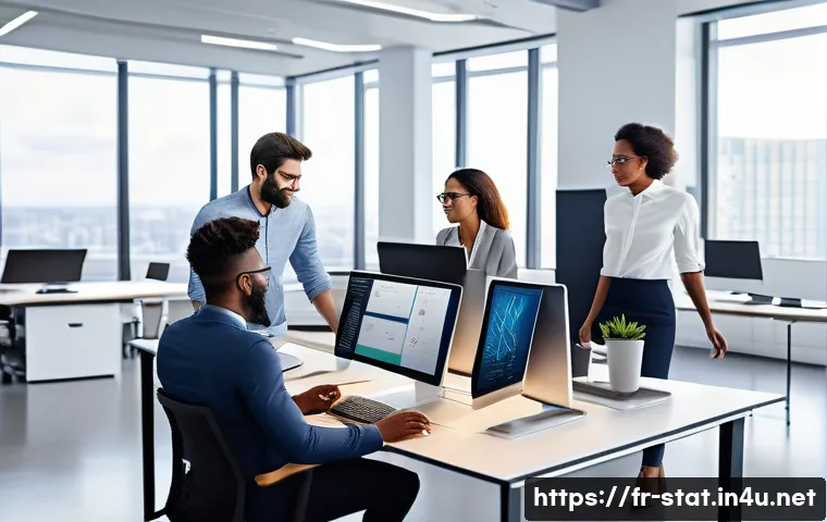 통계분석가를 위한 클라우드 서비스 활용법 - A modern collaborative cloud analytics workspace featuring diverse professionals of various ethnicit...