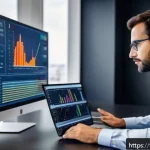 Home 21 통계분석에서 사용하는 데이터 정제 방법 - A detailed, modern office workspace scene showing a data scientist analyzing a large screen displayi...