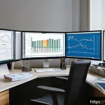 Home 19 통계분석 업무 중 만날 수 있는 도전 과제 - A detailed and professional data scientist’s workspace featuring multiple computer screens displayin...