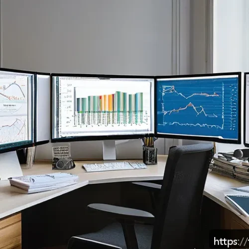 Home 31 통계분석 업무 중 만날 수 있는 도전 과제 - A detailed and professional data scientist’s workspace featuring multiple computer screens displayin...